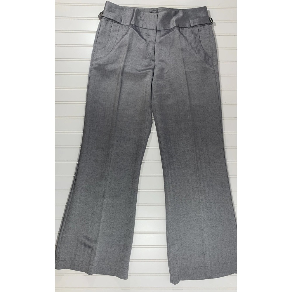 Liquid Trousers Women 2 Gray Herringbone Wide Leg Made in USA Officecore Y2K VTG
